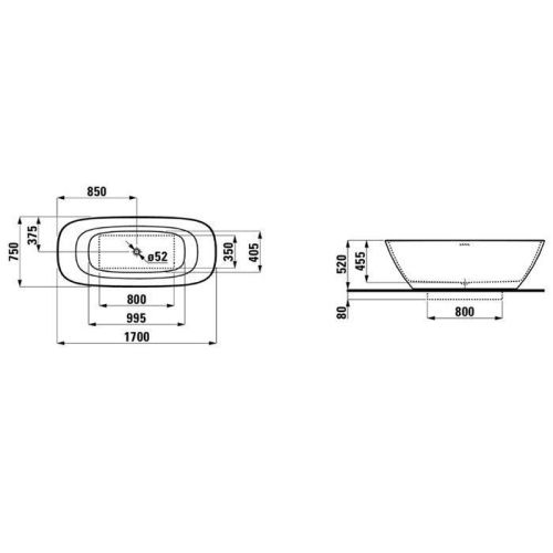 Ванна из искусственного камня Laufen INO 2.3130.2.000.000.1 170х75 отдельностоящая овальная - фото 2