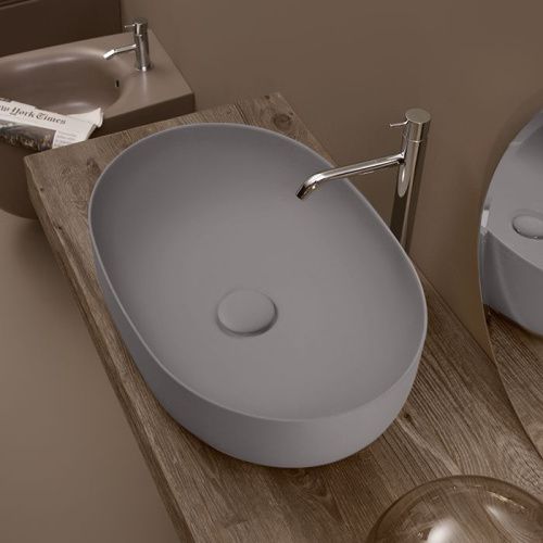 Раковина из сантехнического фарфора Kerasan Nolita 534389 60х40 накладная цвет нержавеющая сталь без отверстий под смеситель