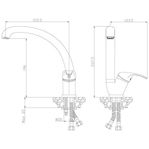 Смеситель для кухни Rossinka Y Y35-23 на мойку хром - фото 2