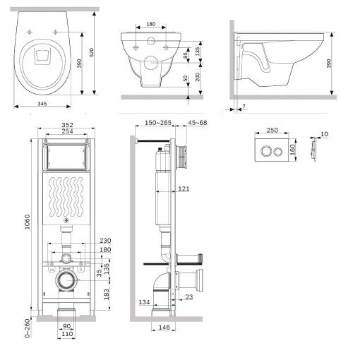 Комплект унитаз с инсталляцией с клавишей смыва Am.Pm Jupiter IS110151.DX77C1738 - фото 2