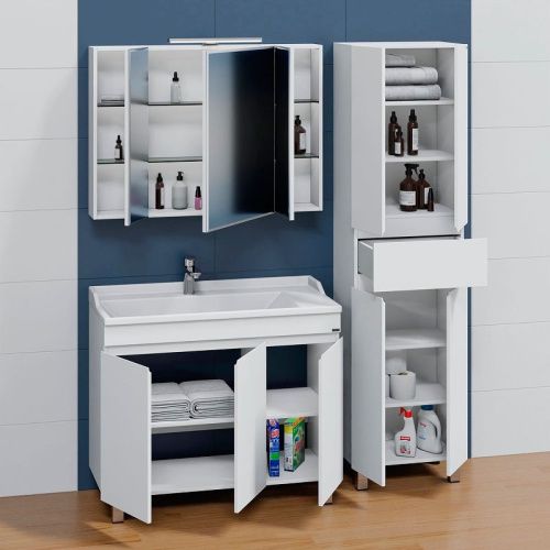 Тумба под раковину СанТа Марс 700297 100х50 напольная цвет белый - фото 3