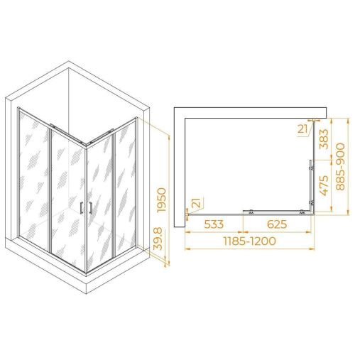 Душевой уголок RGW Passage 3508104092-11 120х90 стекло прозрачное профиль хром без поддона - фото 3