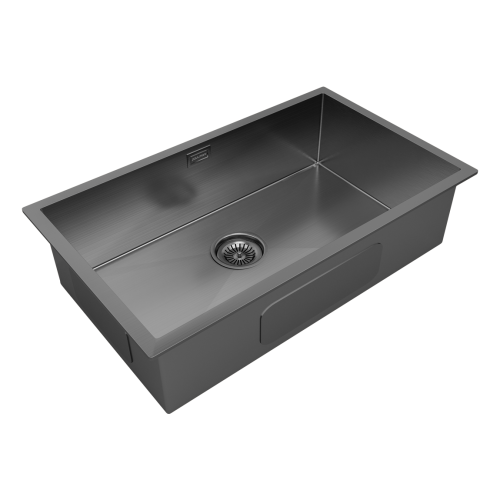 Кухонная мойка Paulmark GERBERG 74 UNI PM257444-GM 70х40 цвет вороненая сталь поверхность брашированная - фото 2