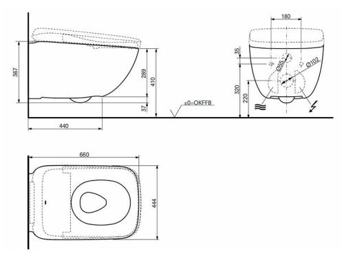 Чаша унитаза подвесная Toto CW928PZY цвет белый без сиденья безободковая смыв торнадо - фото 3