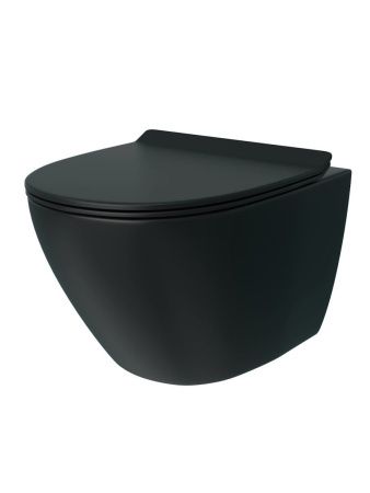Унитаз подвесной Teymi Lina T40114 черный с сиденьем микролифт безободковый смыв торнадо