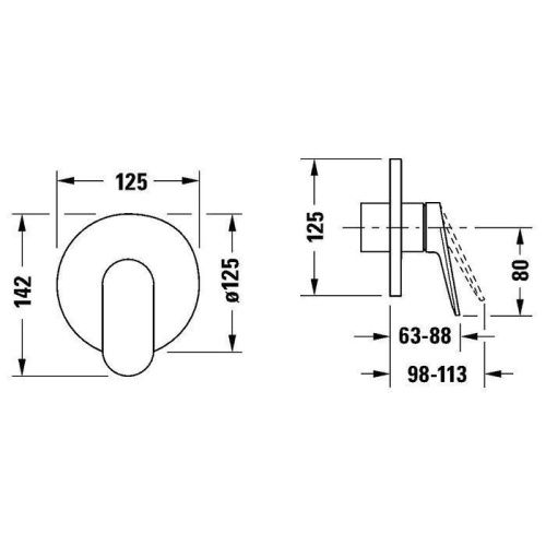 Смеситель для душа Duravit Viu WA4210007010 встраиваемый в стену хром - фото 2