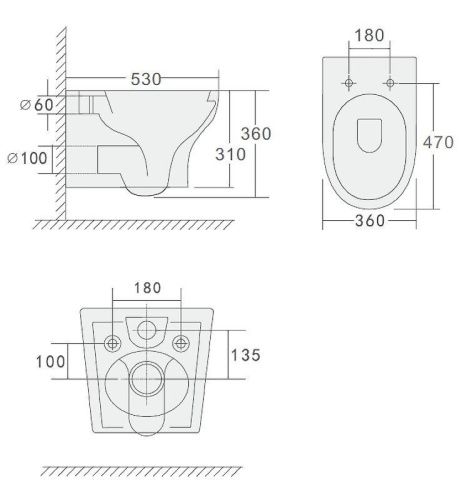 Унитаз подвесной Boheme Fiore 978-SET-2-B цвет черный с сиденьем микролифт безободковый смыв торнадо - фото 2