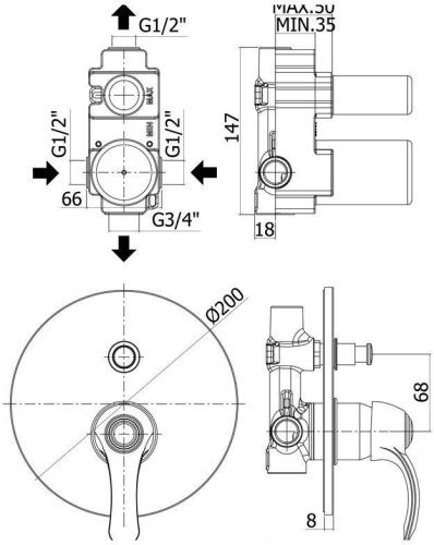 Смеситель для душа Paffoni Flavia FA015CR встраиваемый в стену хром - фото 2