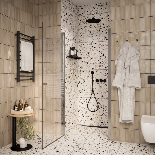 Душевая дверь Parly DE70 70х185 стекло с рисунком профиль хром - фото 2