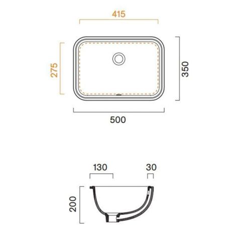 Раковина керамическая Catalano Italy 727500001 50 см встраиваемая цвет белый без отверстий под смеситель - фото 2