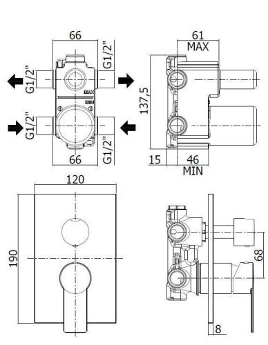 Смеситель для ванны с душем Paffoni Tango TA018CR/M встраиваемый в стену хром - фото 2