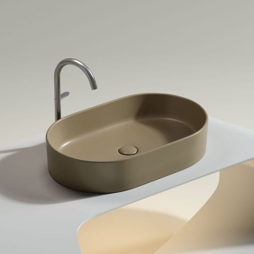 Раковина из сантехнического фарфора Ceramica Nova ELEMENT CN6048MC 60х40 накладная цвет коричневый без отверстий под смеситель - фото 5