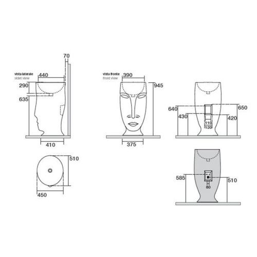 Раковина керамическая Kerasan ARTWORK 474030 50 см напольная цвет белый без отверстий под смеситель - фото 2