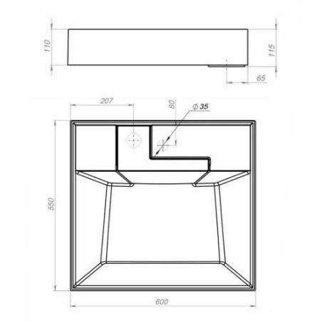 Раковина из литьевого мрамора Uperwood Top 291021039 60х55 над стиральной машиной цвет белый