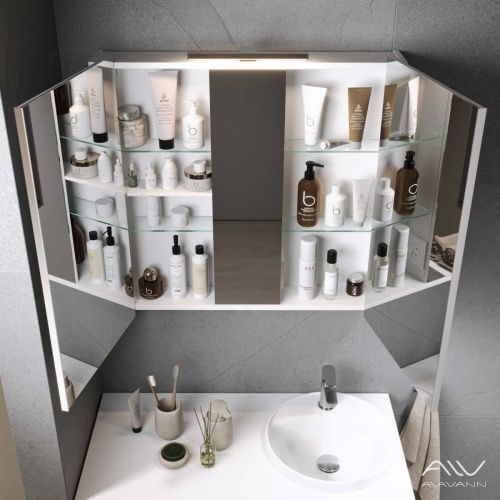 Зеркало-шкаф Alavann Cosmetic ALV0772001 90х80 подвесной цвет белый - фото 2