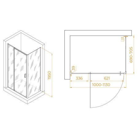 Душевой уголок RGW Passage 350807807-14 100х70 стекло прозрачное профиль черный без поддона