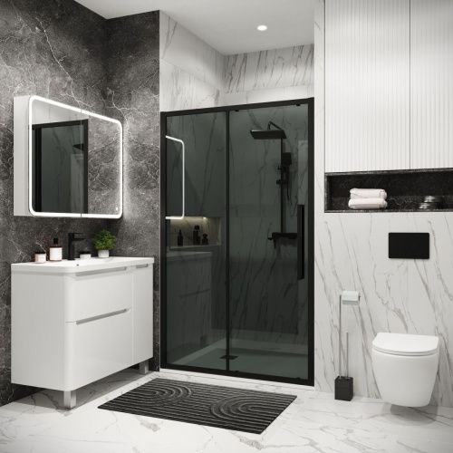 Душевая дверь Grossman Cosmo 100.K33.02.110.21.10 110х195 стекло тонированное профиль черный - фото 3