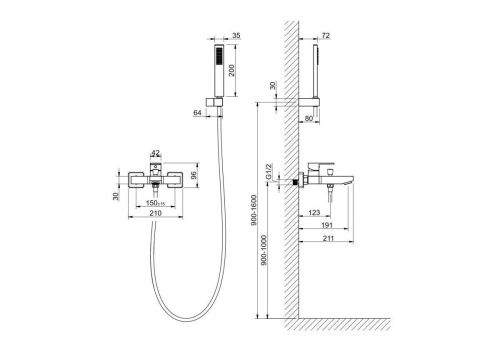 Смеситель для ванны Aquatek ЛИБРА AQ1649CR настенный хром - фото 4