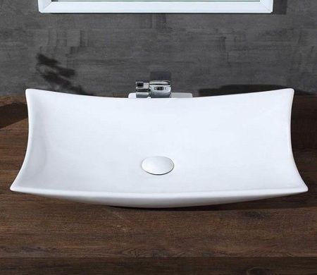 Раковина из сантехнического фаянса CeramaLux 9176 60х40 накладная цвет белый без отверстий под смеситель