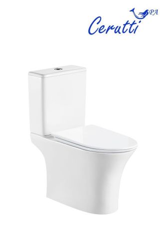 Унитаз напольный с бачком Cerutti SPA CT7193 белый с сиденьем микролифт безободковый каскадный смыв - фото 3