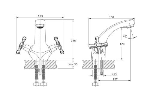 Смеситель Rush Bianki BI7650-11 на раковину хром - фото 2
