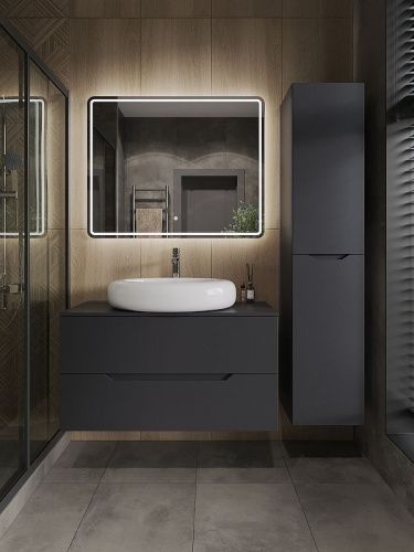 Тумба с раковиной Orange Line Li-100TugMDF+B08-640W 100х50 цвет серый - фото 5