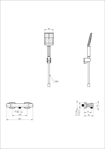 Смеситель для душа Wonzon & Woghand WW-B2026-A-CR настенный хром с термостатом - фото 2