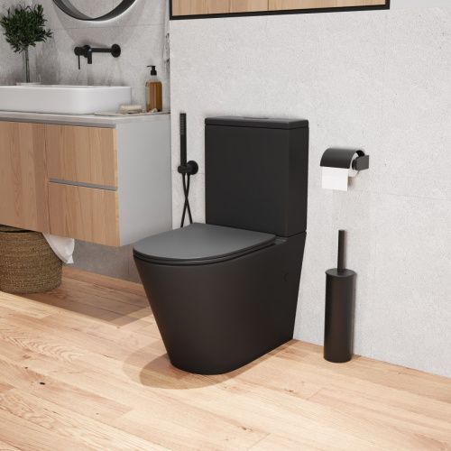 Унитаз напольный с бачком Grossman GR-4458BMS черный с сиденьем микролифт безободковый каскадный смыв - фото 5