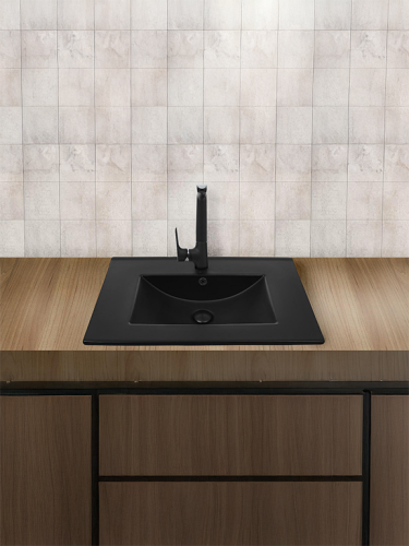 Раковина из сантехнического фаянса WeltWasser WW SK 10000005565 50 см встраиваемая цвет черный 1 отверстие под смеситель - фото 4