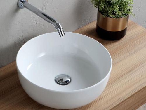 Раковина из сантехнического фаянса Scarabeo Glam 1807 40х40 накладная цвет белый - фото 2