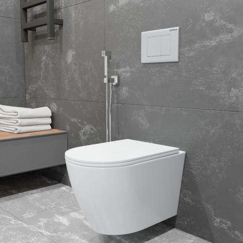 Унитаз подвесной CHARUS TORRE BIANCA EWC700-121W белый с сиденьем микролифт безободковый каскадный смыв - фото 5