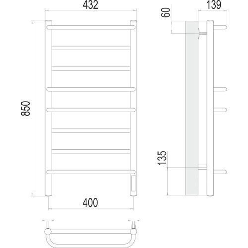 Полотенцесушитель электрический Terminus 4670078531285 45х85 хром - фото 3