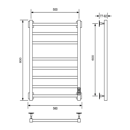 Полотенцесушитель электрический Veconi Barro-B B8050CH-B 50х80 хром - фото 2