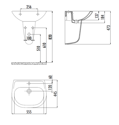 Раковина из сантехнического фарфора Creavit Sedef SD055-00CB00E-0000 60х40 подвесная цвет белый 1 отверстие под смеситель - фото 2