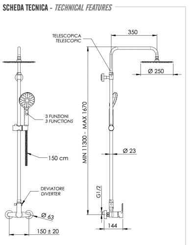 Душевая стойка Remer Energy EY37A8MPUFM25G настенная цвет хром - фото 2
