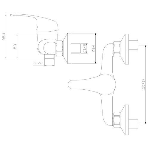 Смеситель для душа Rossinka Y Y35-41 настенный хром - фото 2
