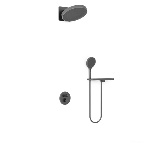 Душевая система Vincea Inspire VSFW-3I22MT3RGM встраиваемая в стену цвет вороненая сталь с термостатом - фото 2