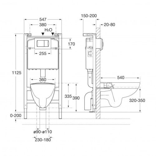 Комплект унитаз с инталляцией и клавишей смыва Roca Victoria 7893100000 - фото 2