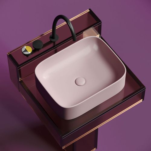 Раковина из сантехнического фарфора Ceramica Nova ELEMENT CN6052MP 50х40 накладная цвет розовый без отверстий под смеситель - фото 2