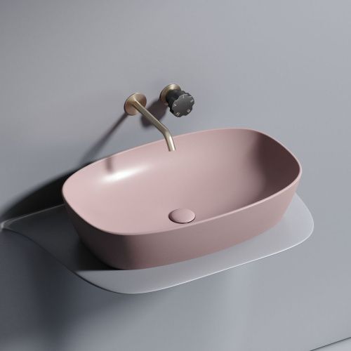 Раковина из сантехнического фарфора Ceramica Nova ELEMENT CN6049MP 60х40 накладная цвет розовый без отверстий под смеситель - фото 3