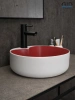 Раковина керамическая Gid Esfera 52237 40х40 накладная цвет белый/красный 1 отверстие под смеситель