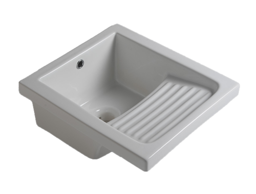 Раковина керамическая White Ceramic Постирочные раковины GAR.00.001 50х50 встраиваемая цвет белый