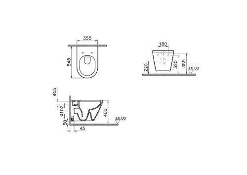 Чаша унитаза подвесная Vitra Integra Round 7041B003-0075 цвет белый без сиденья безободковая каскадный смыв - фото 3