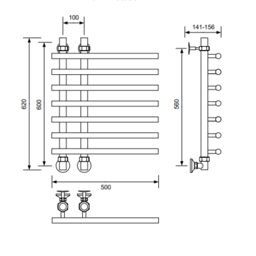 Полотенцесушитель водяной Veconi Tufo T601050GR 50х60 серый - фото 3