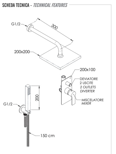 Душевая система Remer Energy EY09LS02O встраиваемая в стену цвет хром - фото 2