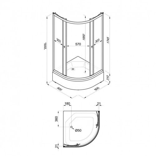 Душевой уголок Тритон Стандарт Щ0000061811 90х90 стекло с рисунком профиль белый с поддоном - фото 2