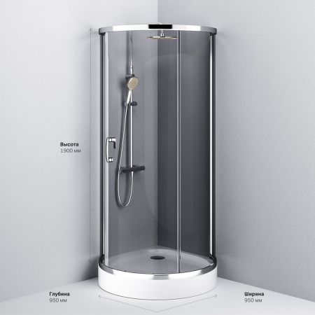 Душевой уголок Am.Pm Like W83G-333-095CG 95х95 стекло тонированное профиль хром без поддона