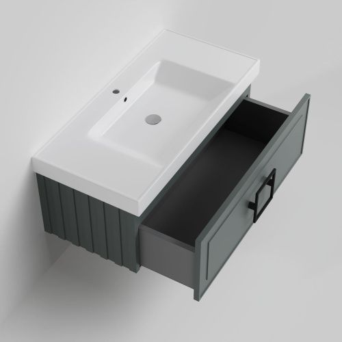 Тумба с раковиной La Fenice CUBO NFNC-01-CUB-G-100-3-100 100х50 подвесная цвет серый - фото 2