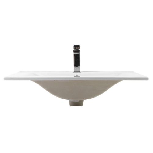 Раковина из сантехнического фарфора Bond Cube S05-700 70х50 встраиваемая цвет белый 1 отверстие под смеситель - фото 3