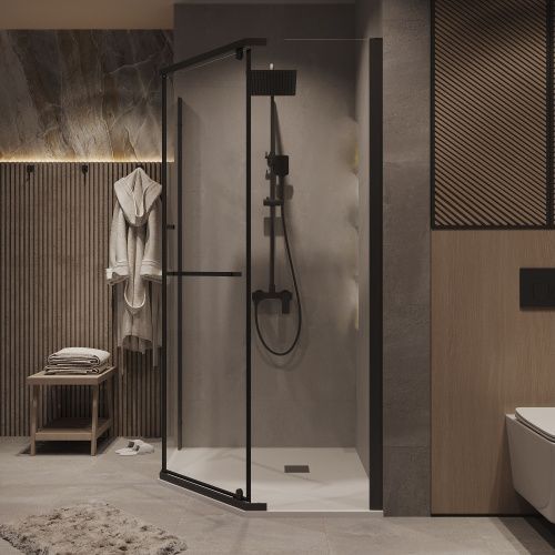 Душевой уголок Grossman Pragma 302.K33.03.1010.21.00 100х100 стекло прозрачное профиль черный без поддона - фото 4